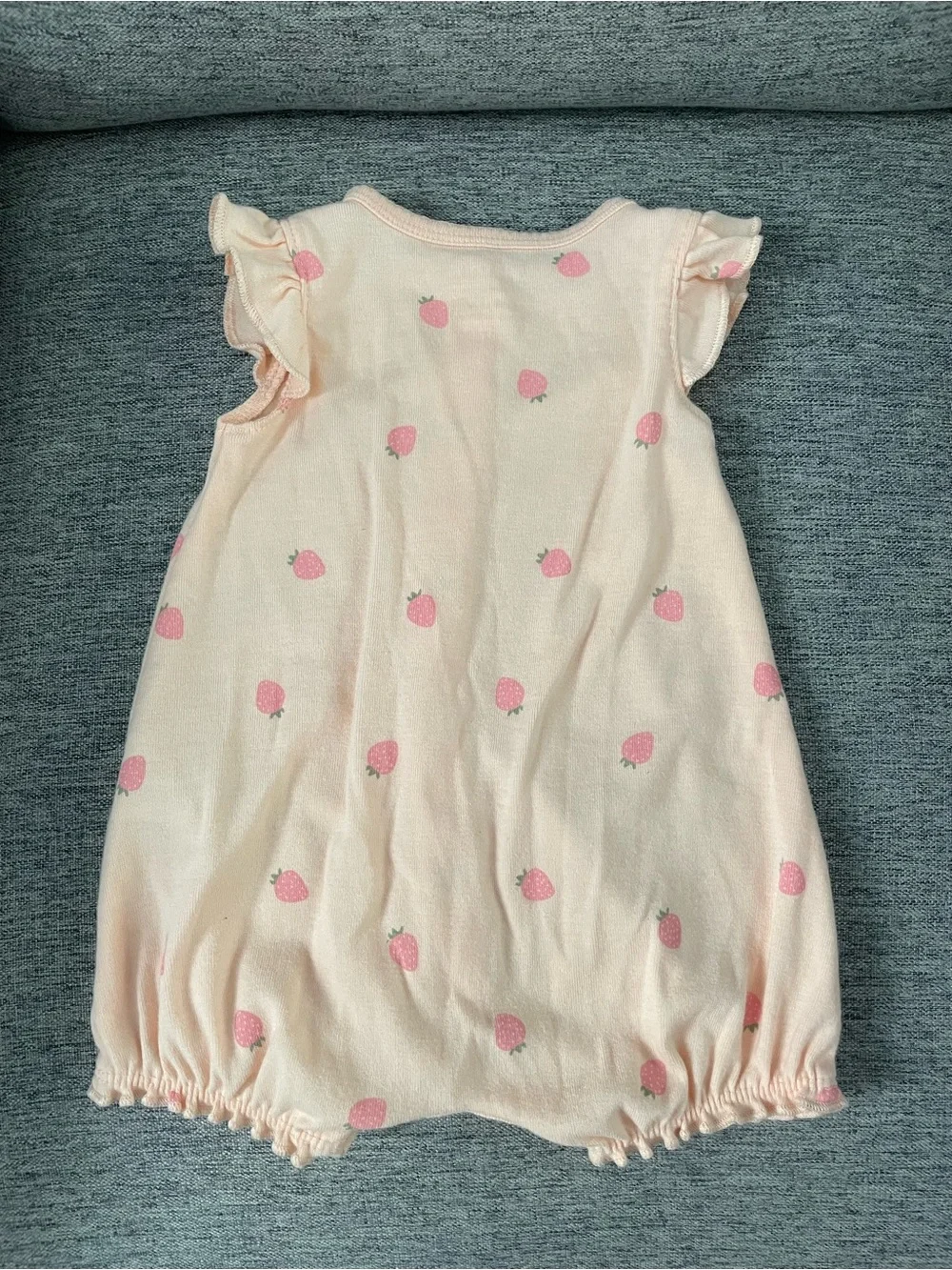 Peach Strawberry Print Baby One-Piece Romper